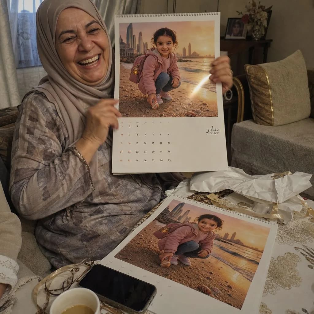 جدة تحمل تقويمًا مخصّصًا، ونسخة ثانية على الطاولة